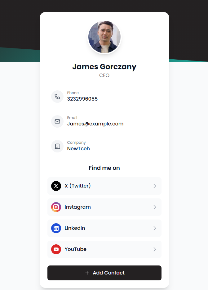 Business card QR preview